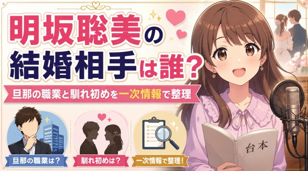 明坂聡美の結婚相手は誰？旦那の職業と馴れ初めを一次情報で整理